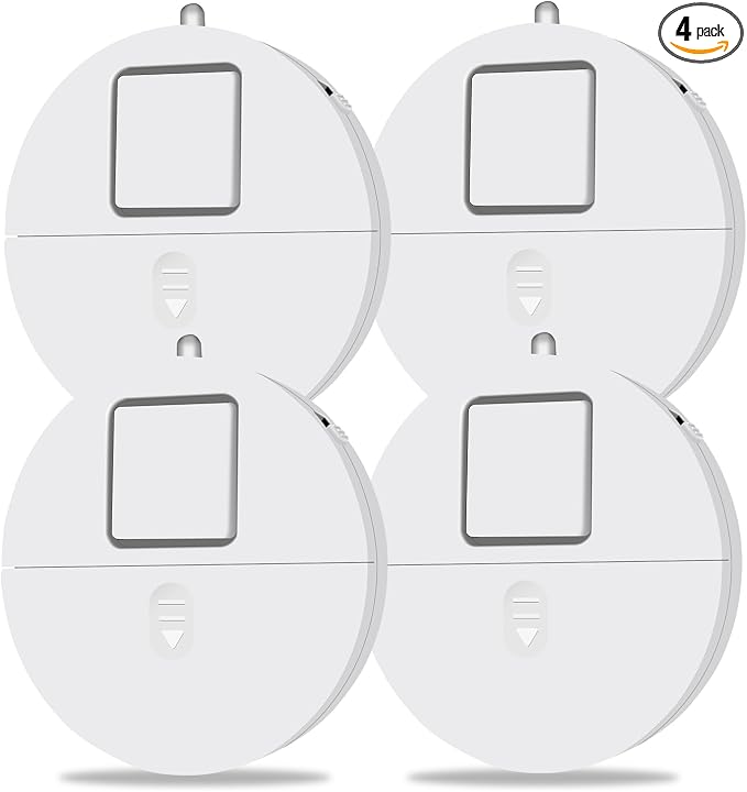 Window Alarm System 4-Pack - Ultra-Loud 120dB Alarms with Advanced Vibration Sensors - Window Security Alarms for Glass Break Detection - Features Low Battery LED Indicator