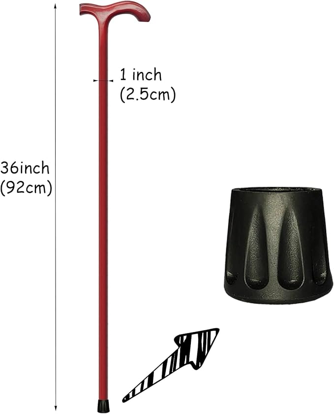 FLYDRUM Wooden Walking Cane for Men and Women, One-Piece Wood Cane, 36 Inch Wood Walking Stick for Men and Women, Ergonomic Wood Cane for Seniors