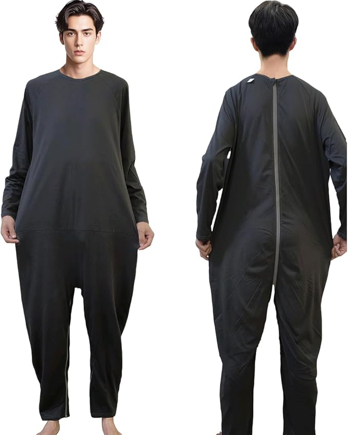 Unisex Anti-Strip Jumpsuit with Back and Leg Zipper,Suitable for Seniors,Incontinence Care,Dementia,Alzheimer’s