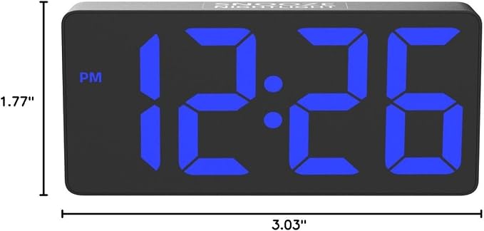 PPLEE Alarm Clock for Bedroom with Night Light & Bold Digits-7 in Digital Clock with Dual Alarms & USB Charger Ports,Battery Backup,Adjustable Brightness&Volume,DST, Loud Desk Clock for Heavy Sleeper