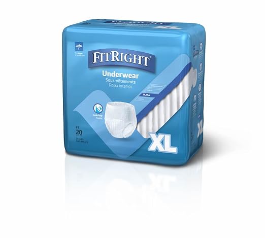 FitRight Ultra Protective Incontinence Underwear, Heavy Absorbency, XL, 56 to 68", 20 Count