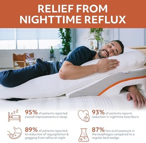 MedCline Reflux Relief System, Bed Wedge Pillow for Acid Reflux and GERD Relief with Therapeutic Body Pillow, Insert, and Covers, Inclined Sleep Position with Arm Pocket, Small for 4'8" to 5'4" Tall
