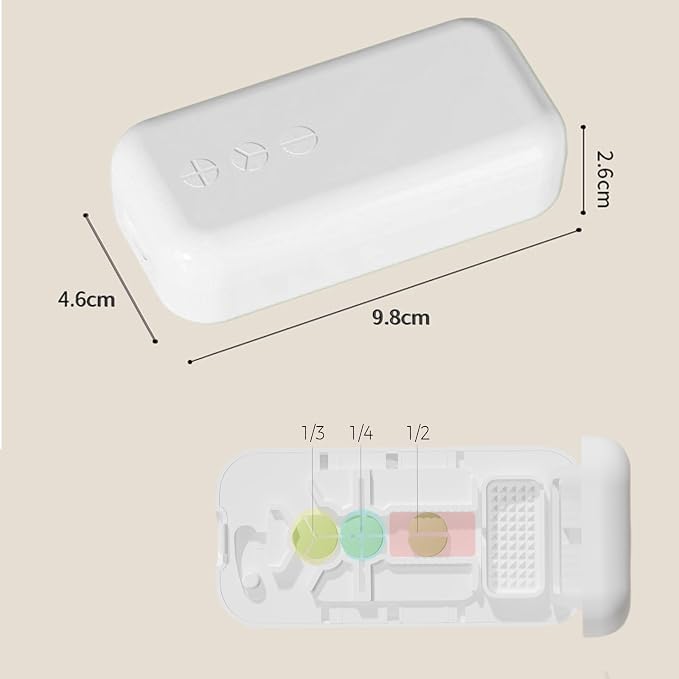 Pill Crusher, Pill Cutter Splitter for Small and Tiny Pills for Small Pills 1/4 (White)