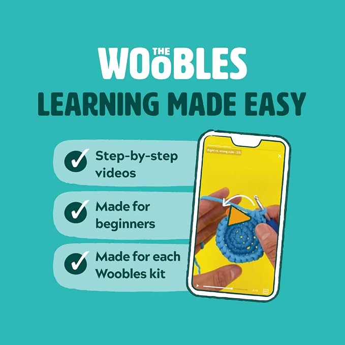 The Woobles Amigurumi Crochet Kit for Beginners (Felix the Fox) | As seen on Shark Tank, Kit includes: Easy Peasy Yarn, pre-started piece, hook, safety eyes, stuffing, video tutorials