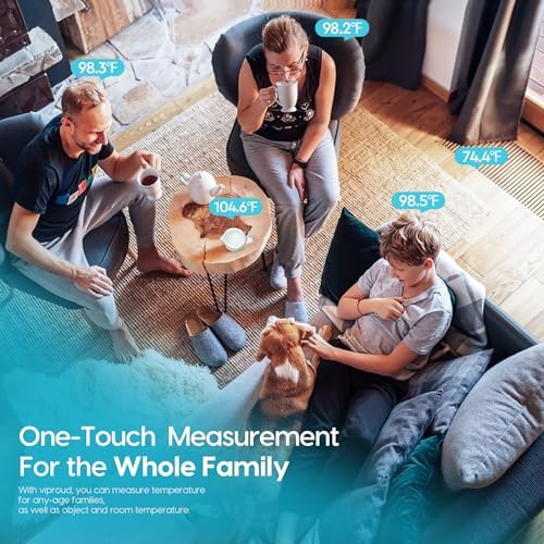Viproud Thermometer for Adults and Kids, Fast Accurate Baby Thermometer | 1 second Result, Fever Alarm, Mute Mode, Body & Object Mode, 35 Memory Recall, Baby Essentials, Lifetime Support