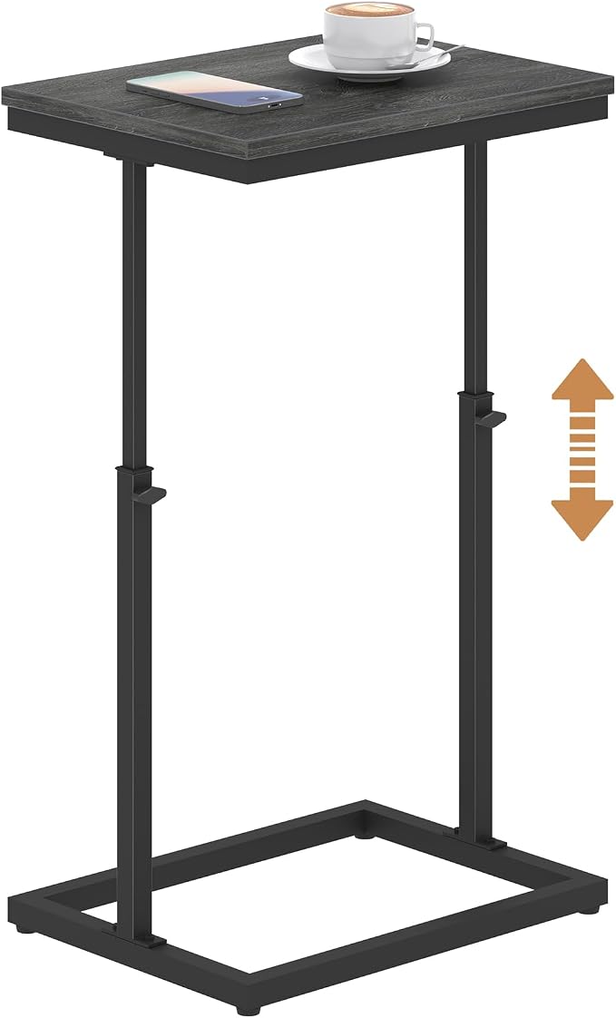 TUTOTAK End Table, Side Table, Tall Couch Table, Sofa Table | for Living Room, Bedroom, Grey TB01BY083P