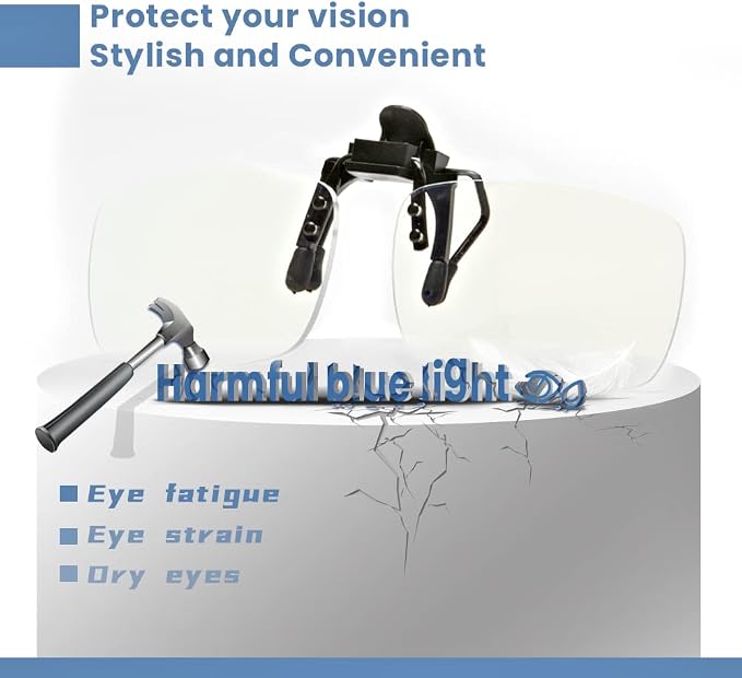 Reading Glasses Clip On and Flip Up Blue Light Blocking Magnifying Glasses Magnifiers Lenses Readers for Unisex (Transparent, 1.25)