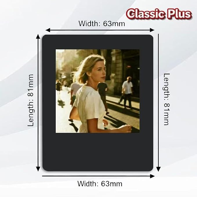 E-Paper Fridge Magnet Classic Plus, E-Ink Battery-Free Instant Photo Style Display, Wireless NFC Picture Frame, Phone-Controlled Acrylic Memo Board for Party/Travel/Home & Gifts, Compatible iPhone 13 and Newer (Black)