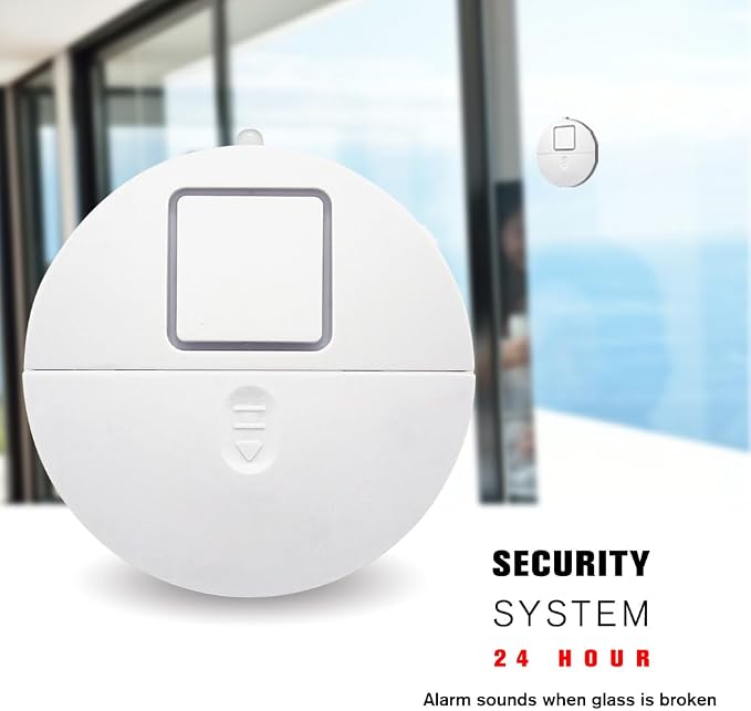 EVA LOGIK Modern Ultra-Thin Window Alarm with Loud 120dB Sound and Vibration Sensors Compatible with Virtually Any Window, Glass Break Alarm Perfect for Home, Office, Dorm Room- 8 Pack
