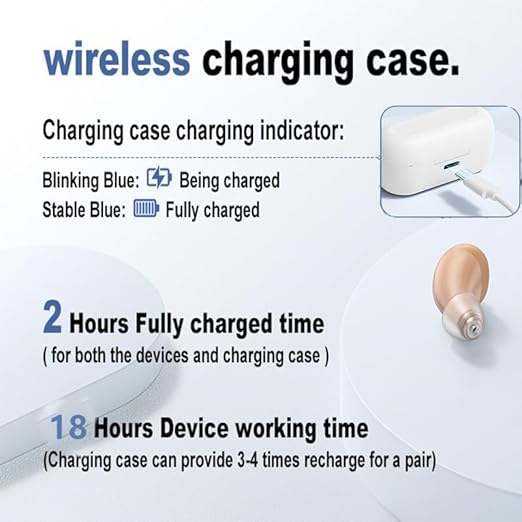 Hearing Aids, Rechargeable Digital Hearing Aids for Seniors, Noise Cancelling with 16-Channel Sound Processing, Invisible Hearing Aids for Men Women (SKIN, L)