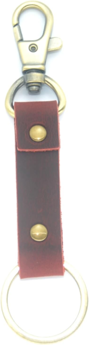 Genuine Leather Keychain Walnut Leather Key Holder Mens Belt Key Chain Ring Fob