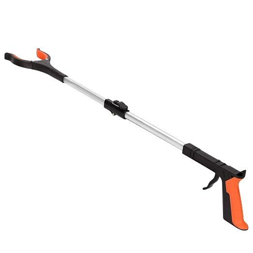 2026 Upgrade Grabber Reacher Tool, Foldable，34 inch (Orange1(1Pack)) | Heavy Duty(Up To 12LBs), Trash Pick Up, Extra Long Handy Claw, For Elderly