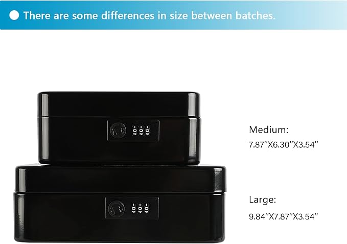 xydled Steel Cash Box Safe with Combination Lock,Money Safe Box with Removable Coin Tray,Large,9.84"x 7.87"x 3.54",Black