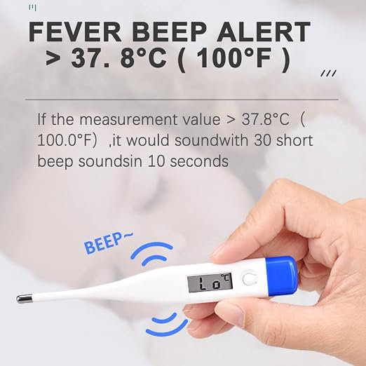 Berrcom Digital Thermometer for Adults, Kids, Babies, Oral Rectal Underarm | Medical Thermometer with Fever Alarm, C/F Switchable, Body Temperature, Fast Read, Oral in Mouth, Rectal, Under Arm Use