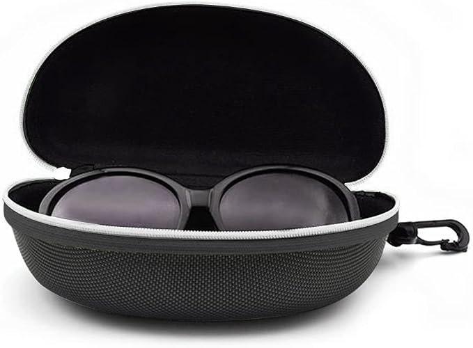 3pcs Zipper Hard Shell Sunglasses Case and Eyeglasses Case Portable Travel Glasses Case with Plastic Hook