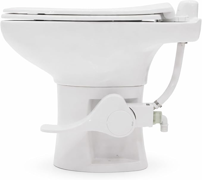 SEAFLO Porcelain RV Toilet with Elongated Bowl, 19” Residential Height, Gravity Flush, Foot Pedal Flush, Soft Close Seat, Easy Install, Camper Toilet, 4-Year Warranty, SFRTCH-02-01