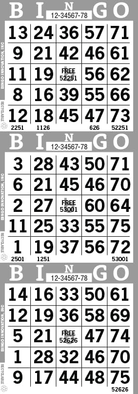 Bingo Paper Sheets – 3 Faces, 12" x 4" – Pack of 500 Disposable Bingo Cards – Recyclable Dauber Paper for Seniors, Adults & Community Events (Grey)