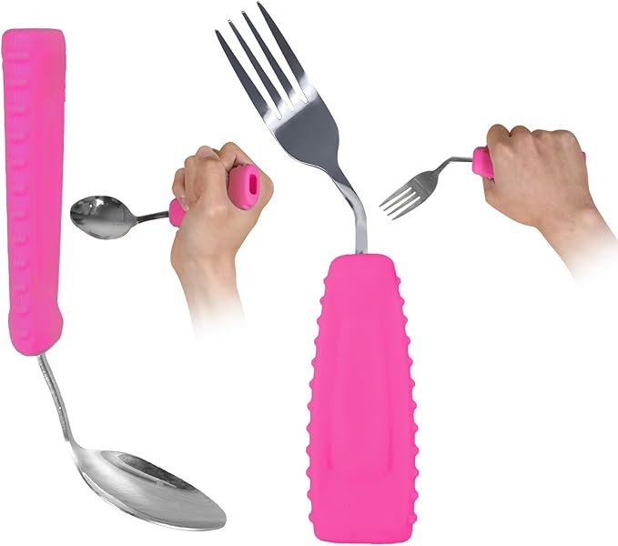Adaptive Weighted Utensils Set – Spoon and Fork for Hand Tremors, Parkinson’s, Elderly, and Arthritis – Adaptive Eating Utensils for Weak Grip and Limited Mobility