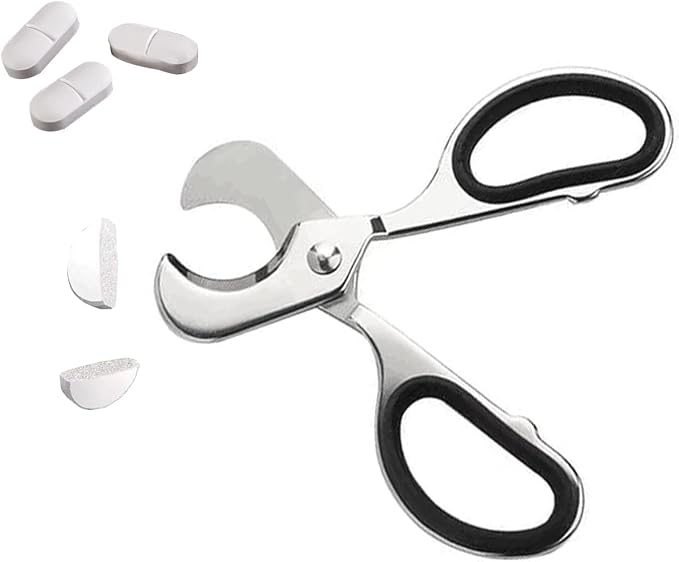 Scissors-Shaped Pill Cutter, Sharp Blade Pill Splitter, Accurately Divides Various Sizes of Vitamins, Tablets, and Drugs in Half