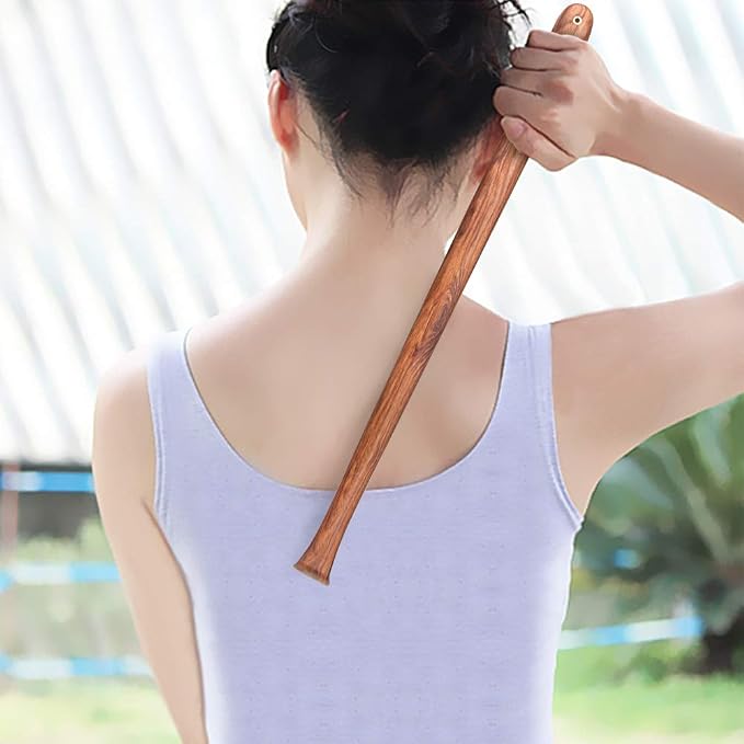 Tomorotec Wooden Back Scratcher 17 Inch Long Handle for Men Women Yellow | Thicken Extended Rosewood Handcrafted Itch Relief Body Massager for Elderly Seniors Dad Mom Christmas Stocking Stuffer