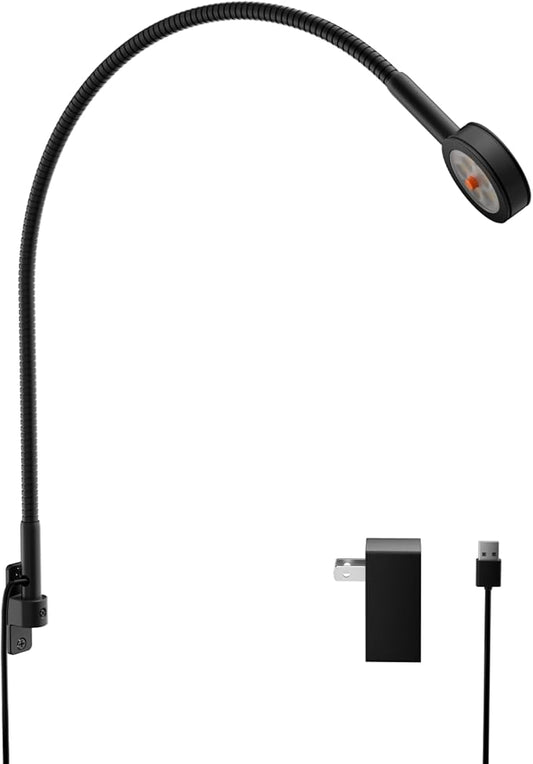 acegoo Minimalist Bedside LED Reading Light, Wall/Wooden Headboard Mounted Flexible Neck Book Light, Rotatable Lamp Head & Convenient Light Head Switch, CRI 90+ 4000K, Powered by USB
