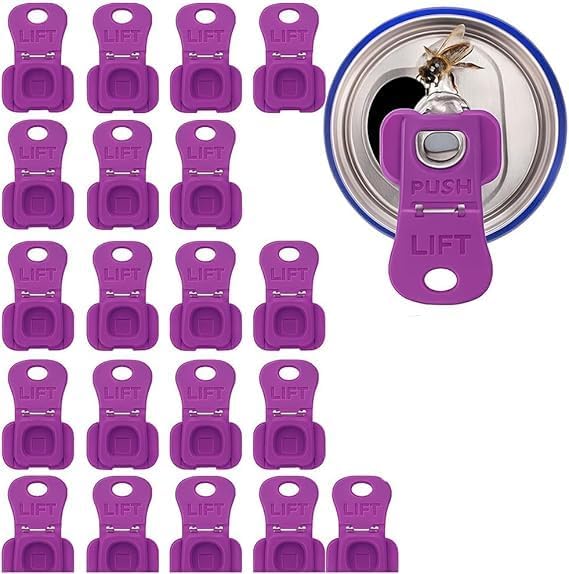 20 Pcs Can Tab Openers & Leak-Proof Drink Covers – One-Hand Soda Can Opener and Reusable Protector Caps for Coke, Beer, Soda, and Aluminum Cans