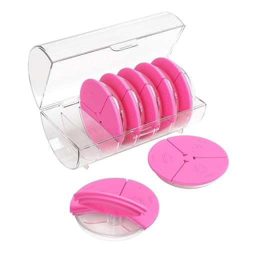 Ezy Dose Weekly (7-Day) Daily Pill Case, Medicine Planner, Vitamin Organizer Container, Compact Round Containers with Flexible Lids and Removable Compartments, 3 Times a Day, Pink, BPA Free