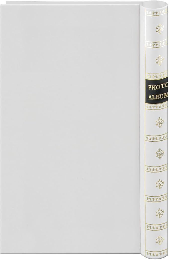 Spiral Bound Photo Album 300 Bi-Directional Memo Pockets Hold 4x6 Photos, White