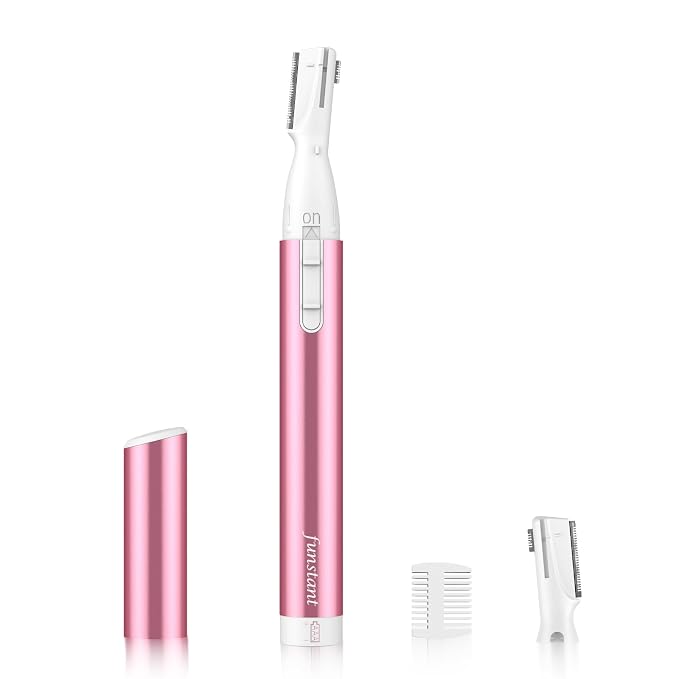 Upgraded Eyebrow Trimmer, Precision Electric Eyebrow Razor for Women Battery-Operated Facial Hair Remover with Comb No Pulling Sensation Painless for Face Chin Neck, Upper-Lip, Peach-Fuzz