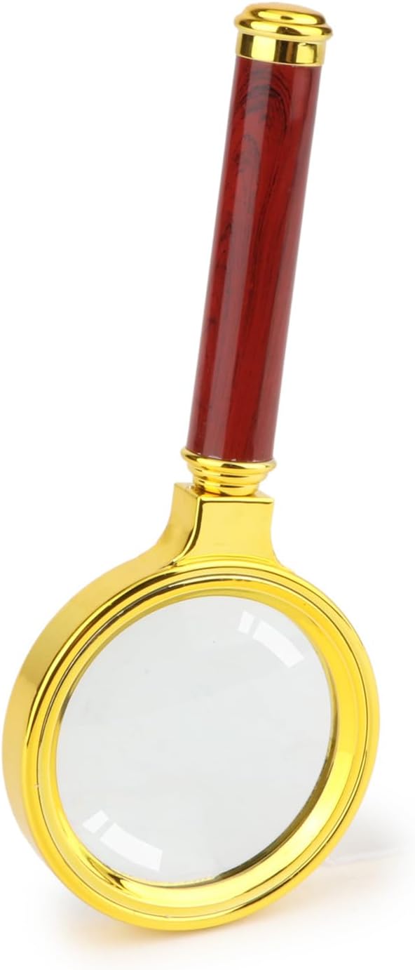 Rongon Magnifying Glass 10X‌ - Antique ‌Handheld Magnifier‌ for Seniors, 60MM Len, Premium Rosewood Grip for ‌Book Reading‌, ‌Insect and Hobby Observation & Classroom Science