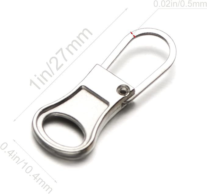Mizeer Zipper Pulls for Jacket, Perfect for Small Hole Zippers, Detachable Small Zipper Pull Tab Replacement for Clothing Jackets Boots Purse 4PCS Silver