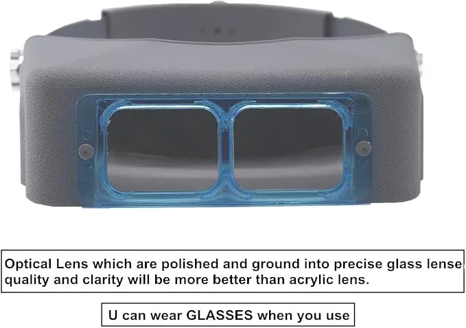 Headband Magnifier Head-Mounted Reading Magnifying Glass Opitcal Glass | The 4 lenses can be replaced. Suitable for reading, handicrafts and maintenance. Magnifying glasses for close work.