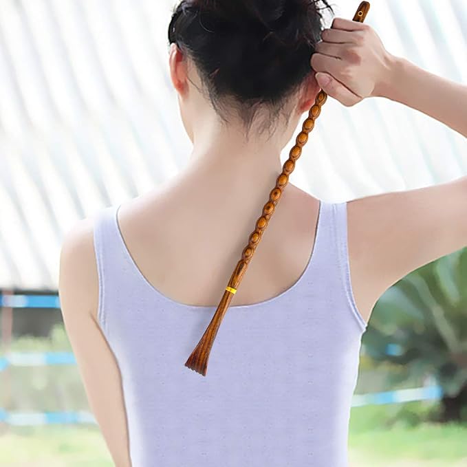Tomorotec 100% Natural Bocote Wood Back Massager for Itching Relief, Long Sturdy Therapeutic Bamboo Back Scratchers, Body Relaxation Massager