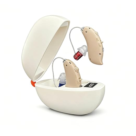 Hearing Aids Rechargeable for Seniors, Lightweight Hearing Amplifiers for Adults Hearing Loss with Noise Cancelling,Portable Behind-the-Ear Hearing Aid Headphones Charging Case Stepless Volume Control