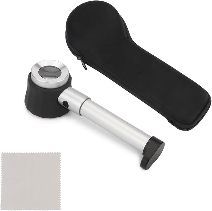 Rongon Jewelers Loupe Magnifiers 10X Magnifying Glass with Light Magnifying Lens with Light Scale and Measure Scale for Jewelry, Seniors Read, Map, Stamps, Macular Degeneration, Inspection