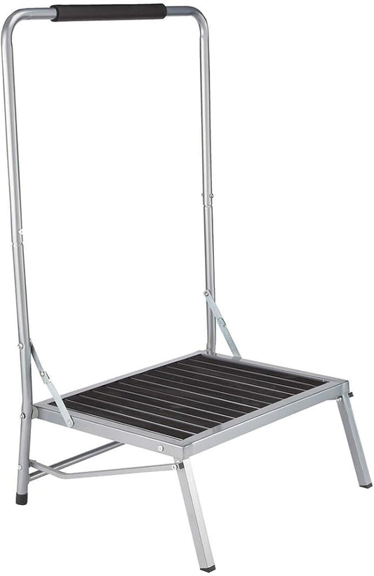LivingSURE Extra Wide Folding Step Stool with Foam-Grip Handle – Non-Slip Surface, Lightweight Steel Frame, Adds 8" Height – Compact Safety Step for Kitchen, Bathroom, Bedroom & Indoor Use