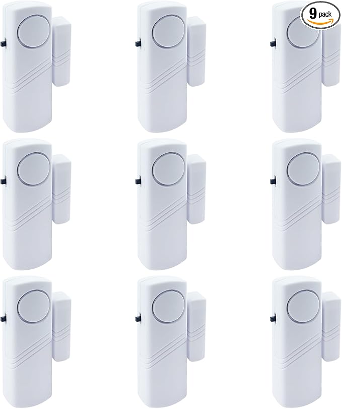 Door Window Alarm, 90dB Wireless Sensor Door Window Burglar Alarm for Home Security, Kids Safety and Office, Garage, Apartment, House, Easy Installation