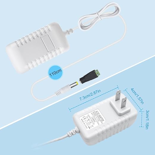 12V Power Supply, 12 Volt 2A 24W DC Power Supply, White LED Power Adapter, AC 110V to 12V Wall Mounted Transformer Plug for LED Strip Lights with 5.5/2.1 DC Female Connector, 3 Pack