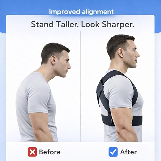 Posture Corrector Men - Lightweight Upper Back Brace Posture Corrector for Neck Shoulder & Back Pain Relief Under Clothes - Invisible Shoulder Support Brace Improve Posture Correct Hunchback Slouching