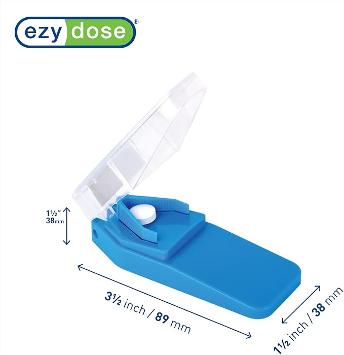 EZY DOSE Pill Cutter and Splitter Cuts Pills, Vitamins, Tablets Stainless Steel Blade Travel Sized Colors May Vary, (67015), 1 Count (Pack of 2)