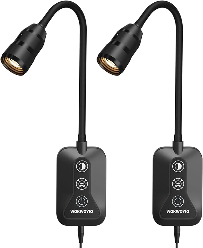 Wall Mounted Reading Light with Hand Sweep Sensor Switch, Book Light for Reading with USB Output, 5 Color & Brightness Dimmable Wall Lights for Bedroom, Wall Lamp with Flexible Neck-Black 2 Pack