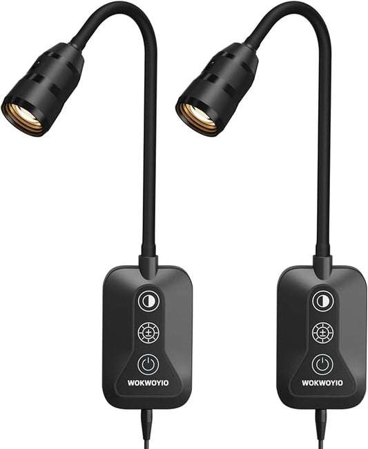 Wall Mounted Reading Light with Hand Sweep Sensor Switch, Book Light for Reading with USB Output, 5 Color & Brightness Dimmable Wall Lights for Bedroom, Wall Lamp with Flexible Neck-Black 2 Pack