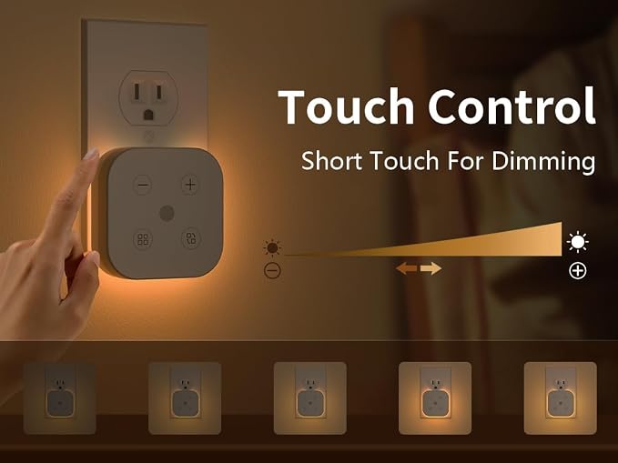 2 Pack Very Dim Sleep Night Lights Plug into wall, Kids Sleep Light, Adult Sleep Light, Bedroom Night Light, Light Sensor, LED, Dimmable, Warm Soft Light Plug in Night Light