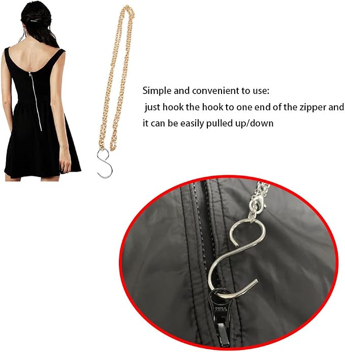 Dress Zipper Helper Ruiwaer 2pcs Zipper Puller Zipping Up Down Dress by Yourself, Light Gold and Silver 47.2 Inches Zip Aid Tool Zipper Pull Assistant
