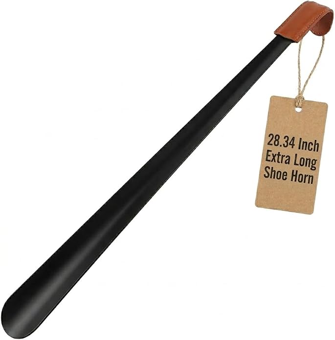 DOITOOL Stainless Steel Shoe Horn 28.34 Inch Long Handle Shoe Lifter for Seniors Portable Boot Insert Tool Easy Wearing Helper for Elderly Pregnant Women