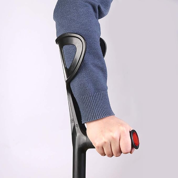Lightweight Foldable Forearm Crutch, Aluminum Walking Stick,Height Adjustable, Ergonomic Handle with Comfortable Grip 2ZG-02BM (Silver)