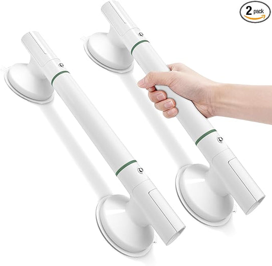 17.7 Inch Grab Bars for Shower, 2 Pack | Shower Handles for Elderly Suction | No-Drill Bathroom Safety Bars for Seniors & Handicap Assist