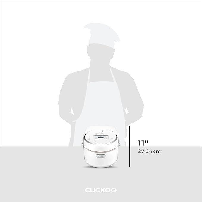 CUCKOO Micom Rice Cooker 8-Cup Uncooked / 16-Cup Cooked with Nonstick Inner Pot, Large Rice Maker with 9 Menu Options, Fuzzy Logic Technology, Auto Clean Mode, LCD Display, White (CR-0810F)