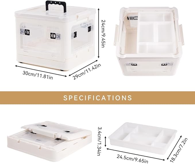 DOUKE 22qt Medicine Organizer Storage Box – Plastic First Aid Box Empty with Lid, Stackable Medical Container with Handle & Wheels, Sturdy BPA-Free Case with Tray for Medication & Supplies