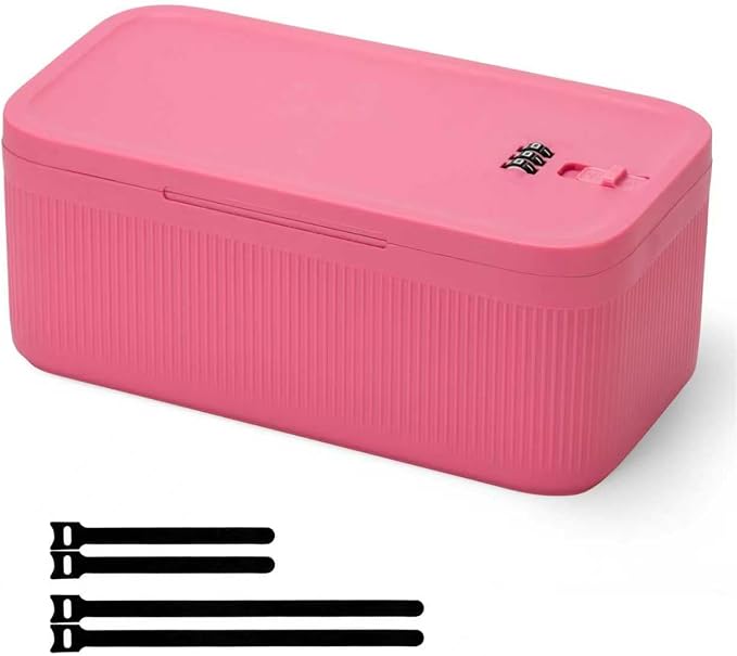 Medicine Lock Box, Small Lock Box with Code, for Secure Storage of Medications, Snacks, Electronics，Cash, Office Files & Travel Essentials and more, Includes Cable Tie